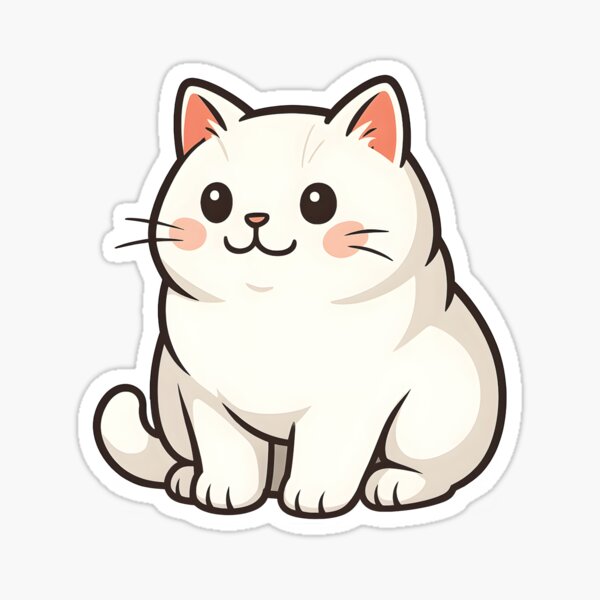 Item preview, Chonky Cute White Cat | Funny Lazy Cat Sticker | Adorable Cat Art | Kawaii Chubby Kitty designed and sold by WAUZ.