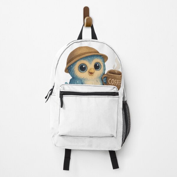 Item preview, Cute Blue Owl with Coffee Mug – Cozy Morning Bird Illustration designed and sold by JoynestStudioCo.