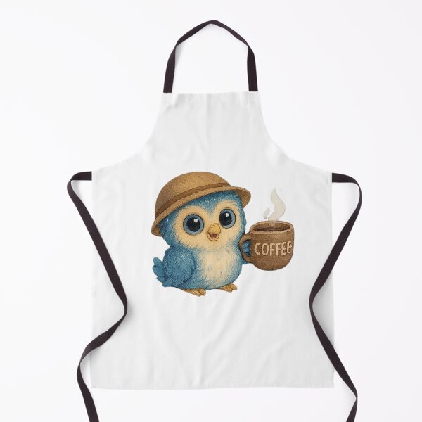 Item preview, Cute Blue Owl with Coffee Mug – Cozy Morning Bird Illustration designed and sold by JoynestStudioCo.