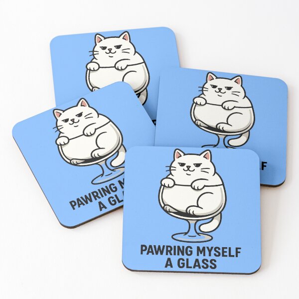 Item preview, Chonky White Cat in Wine Glass | Funny Wine Cat Art | “Pawring Myself a Glass” | Cute Pet Humor | Vector Art designed and sold by WAUZ.