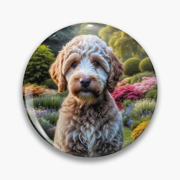 Artikelvorschau, Elsie Cafe Labradoodle Welpen Portrait Gemälde entworfen und verkauft von Heart and Soul Studio.