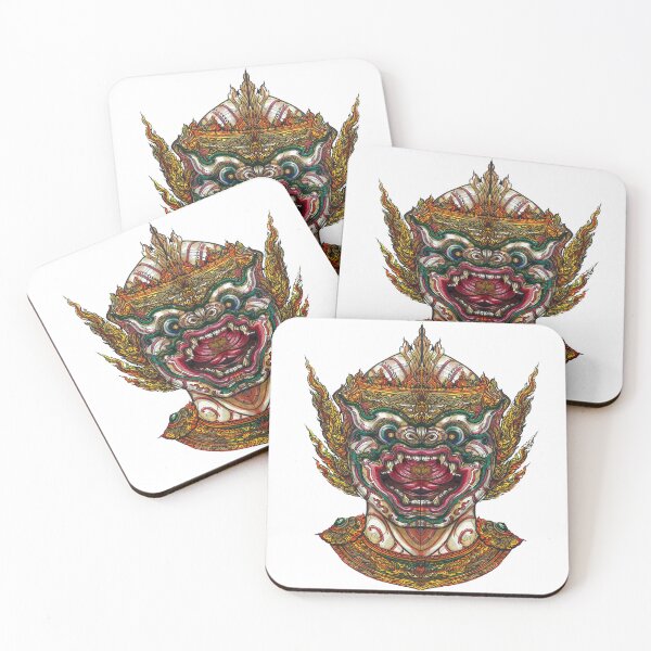 Item preview, Traditional Thai Giant Mask – Hand-Drawn Art by Thai Master Artist (No AI) designed and sold by JoynestStudioCo.