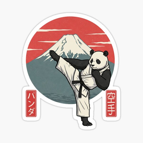 Item preview, Karate Panda kick Mount Fuji in the background designed and sold by AlztorTShirt.