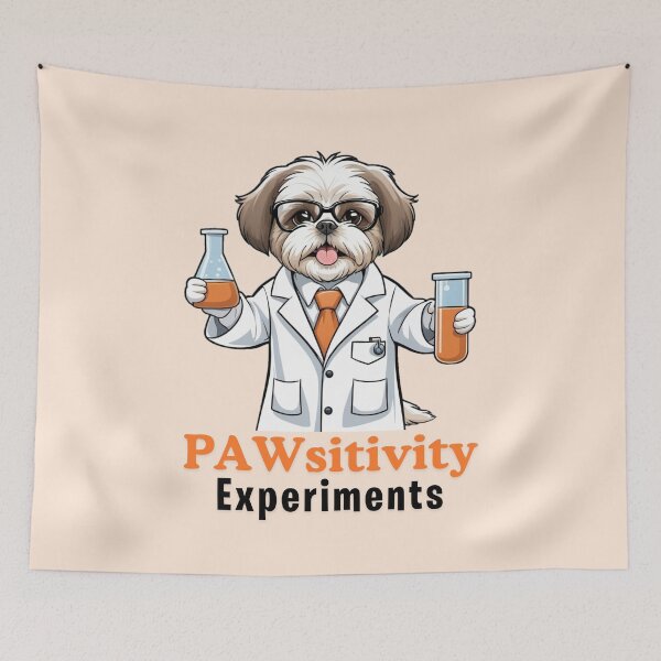 Item preview, Funny Shih Tzu Dog Scientist Cartoon Design – Cute Pet and Owner Artwork – Scientist Gift – Humorous Pet Parent Gifts designed and sold by KoraTalks.