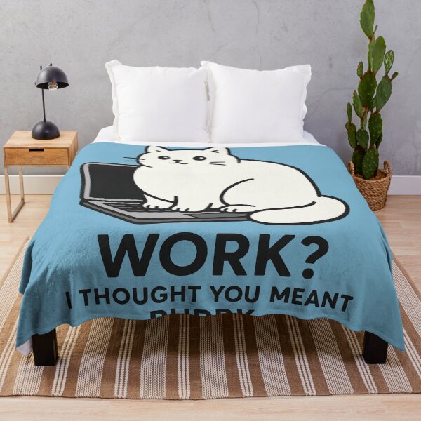 Item preview, Chonky Cat on Laptop | Funny Work from Home Cat Art | “Work? I Thought You Meant Purrk” | Cute Vector Cat designed and sold by WAUZ.