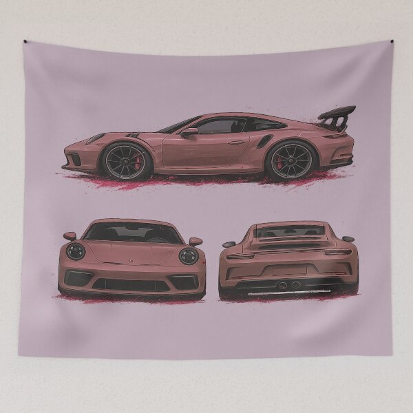 Item preview, Pink Sports Car – Stylish Triple View Auto Illustration designed and sold by apanoracar.