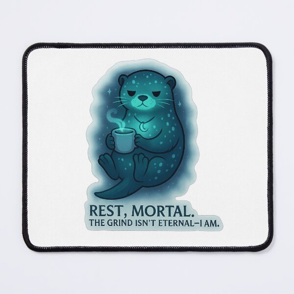 Item preview, Rest, mortal. The grind isn’t eternal—I am. | Bioluminescent Otter Sticker designed and sold by Cuckoo Parrot.