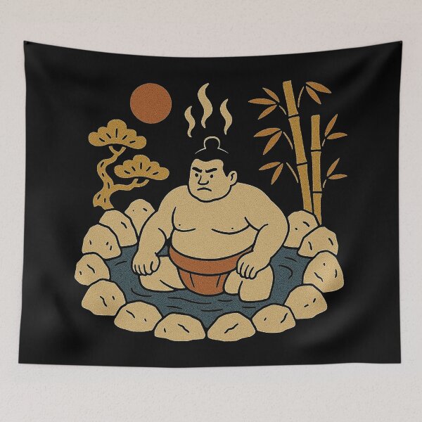 Item preview, Vintage Japanese Sumo Onsen Relaxation designed and sold by zzz888.