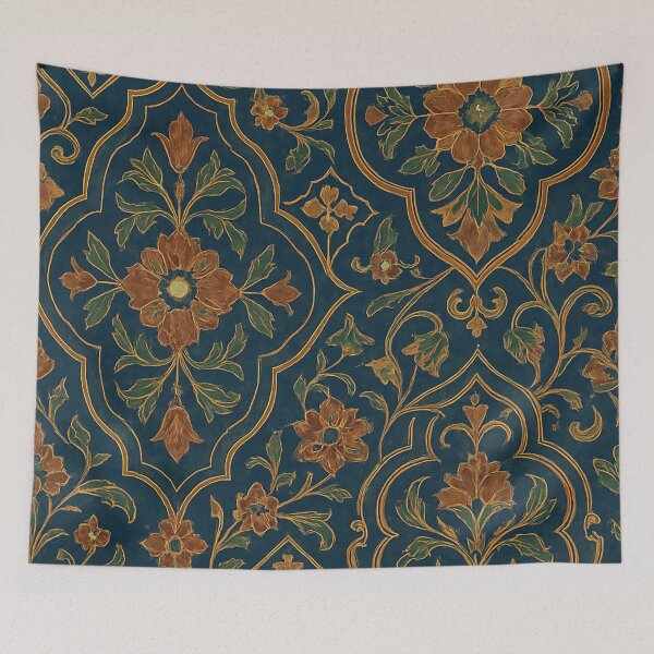 Item preview, Ornate Oriental Floral Tile with Arabesque and Geometric Motifs designed and sold by Rushurban.