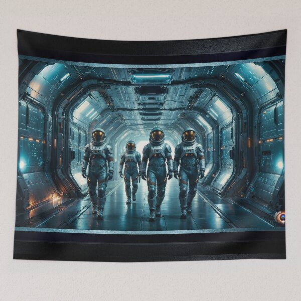 Item preview, Astronaut Rescue Crew Marching Through a Futuristic Starship Corridor AI Concept Art by Xzendor7 designed and sold by Xzendor7 Digital Art Creations.