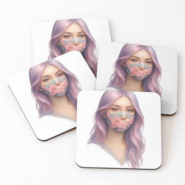 Item preview, Dreamy Pastel Girl with Floral Face Mask designed and sold by WolfPixelRo.