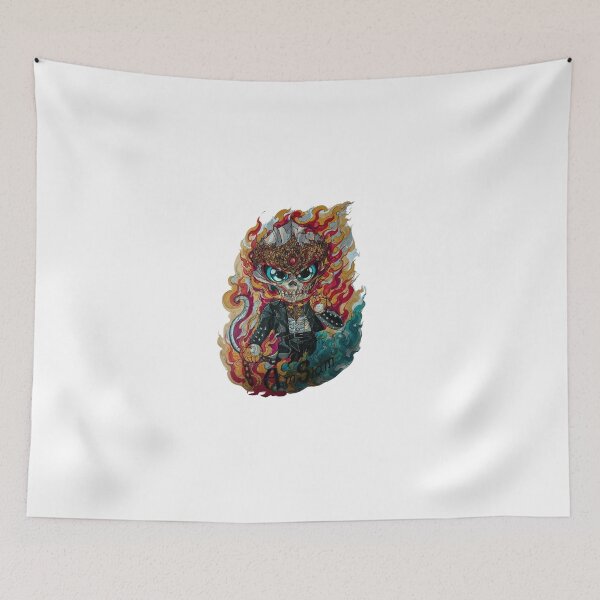 Item preview, Thai Ghost Warrior – Hand-Drawn Flame Skull Fusion Art (No AI) designed and sold by JoynestStudioCo.