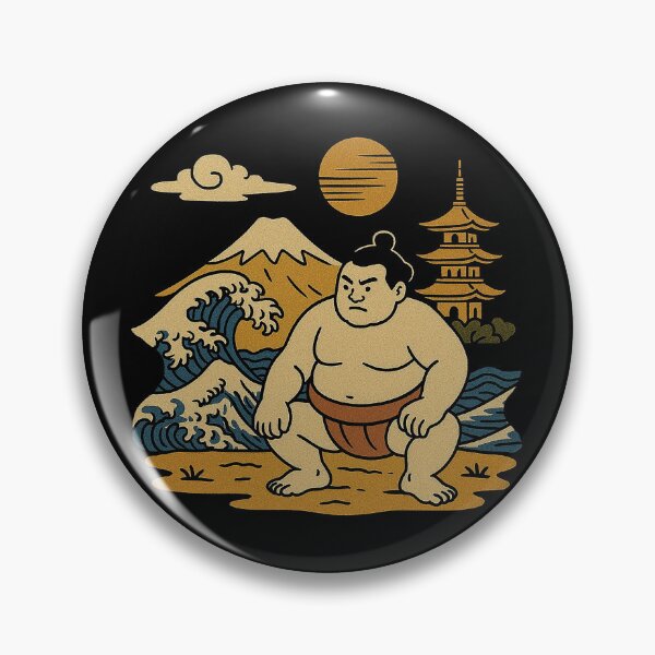 Artikelvorschau, Vintage japanische Sumo-Kunst mit Fuji, Welle, Pagode entworfen und verkauft von zzz888.