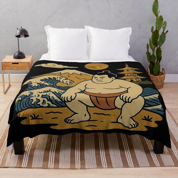 Item preview, Vintage Japanese Sumo Art with Fuji, Wave, Pagoda designed and sold by zzz888.
