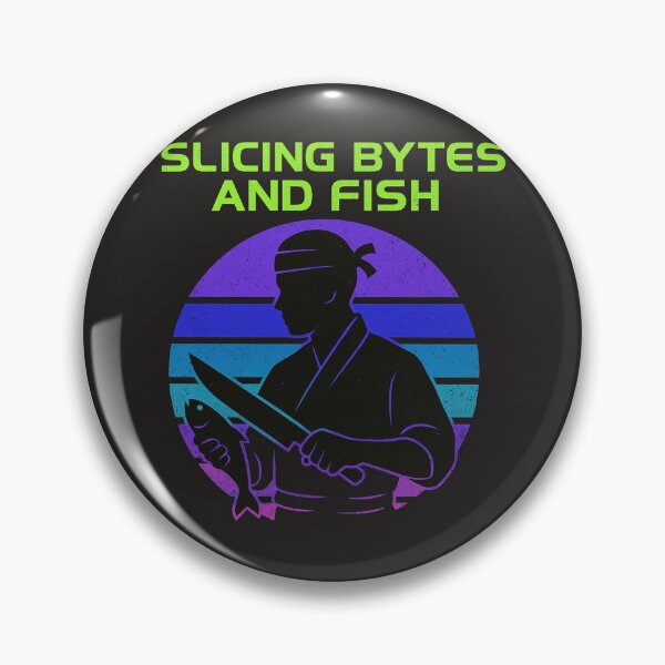 Item preview, Slicing Bytes and Fish – Geeky Coding & Fishing Pun Tee designed and sold by ForestPainter.