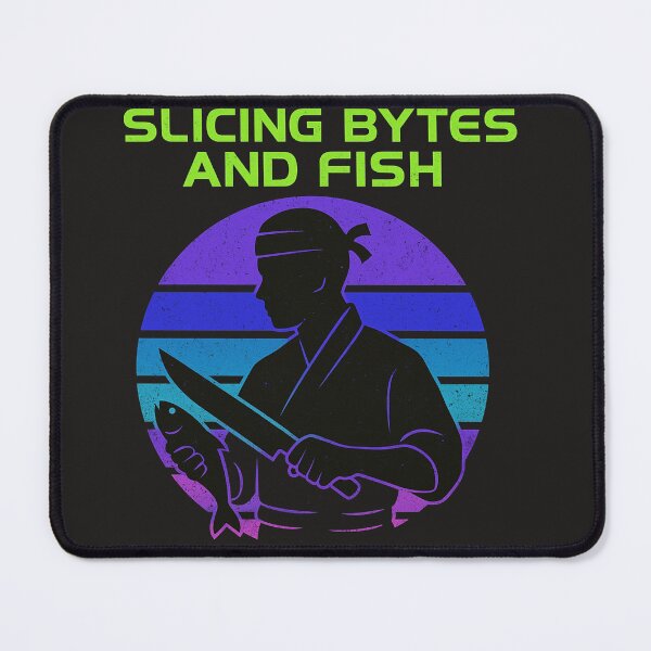 Item preview, Slicing Bytes and Fish – Geeky Coding & Fishing Pun Tee designed and sold by ForestPainter.
