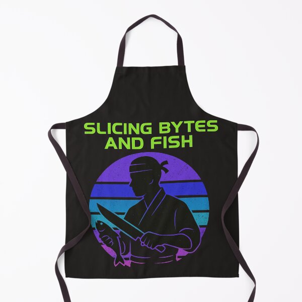 Item preview, Slicing Bytes and Fish – Geeky Coding & Fishing Pun Tee designed and sold by ForestPainter.