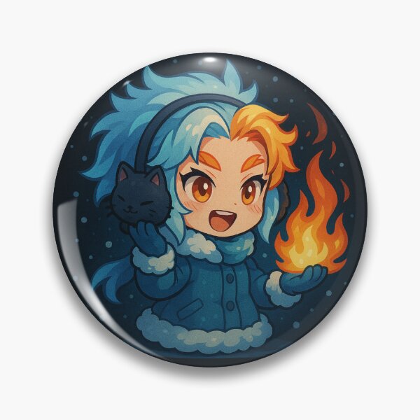 Item preview, Frozen Flame Girl & Cat Earmuffs – Chibi Fire & Ice Anime Art designed and sold by ColorSplash123.