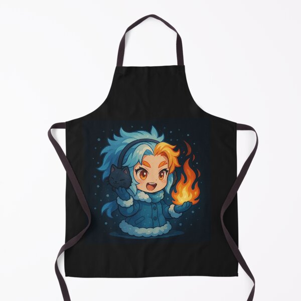 Item preview, Frozen Flame Girl & Cat Earmuffs – Chibi Fire & Ice Anime Art designed and sold by ColorSplash123.