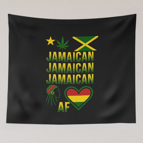 Item preview, Jamaican AF – Bold Repeating Text Rasta Pride Design designed and sold by Afrocarribe.