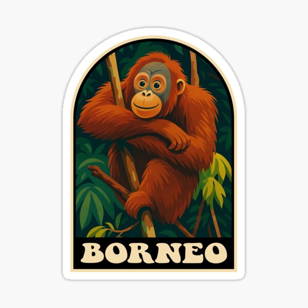 Item preview, Borneo Orangutan Retro Jungle Wildlife Travel Art designed and sold by JackCurtis1991.