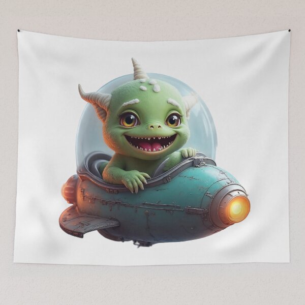 Item preview, Alien Baby Pilot | Cute Cartoon Monster in a Spaceship designed and sold by NovaProArt.