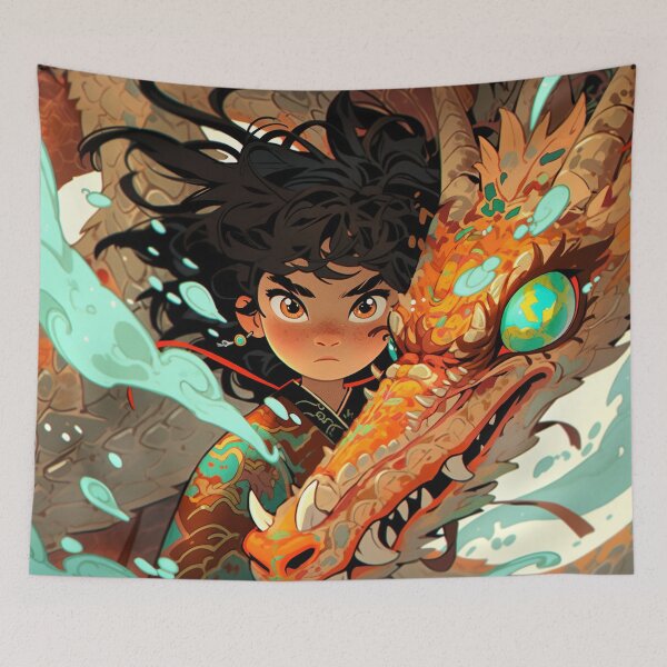 Item preview, Fearless Girl with Fiery Dragon designed and sold by bubblegoth.