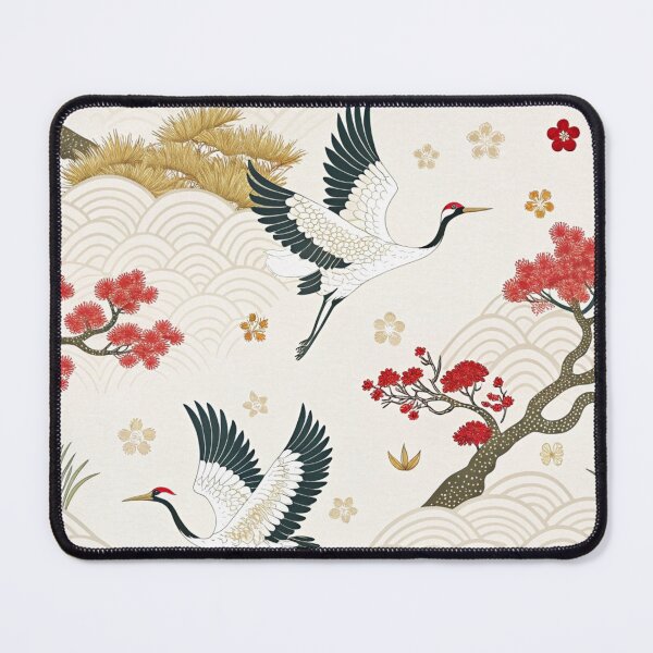 Item preview, Elegant Japanese Cranes and Sakura on Light Background – Traditional Asian Art designed and sold by ArtiQreate.