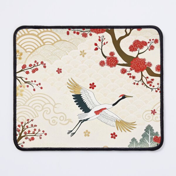 Item preview, Elegant Japanese Cranes and Sakura on Light Background – Traditional Asian Art designed and sold by ArtiQreate.