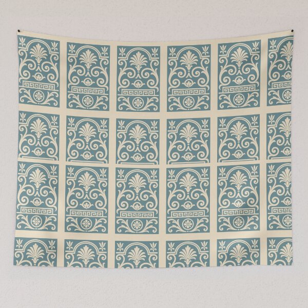 Item preview, Neoclassical Ornament Pattern – Pale Blue and Cream Vintage Tile Design designed and sold by Zenvo.