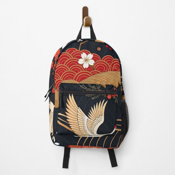 Artikelvorschau, Japanische Kraniche und Sakura – Dunkles, elegantes orientalisches Muster entworfen und verkauft von ArtiQreate.