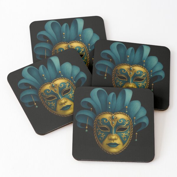 Item preview, Venetian Mask of Mystery – Gold & Teal Elegance designed and sold by MaPerle.