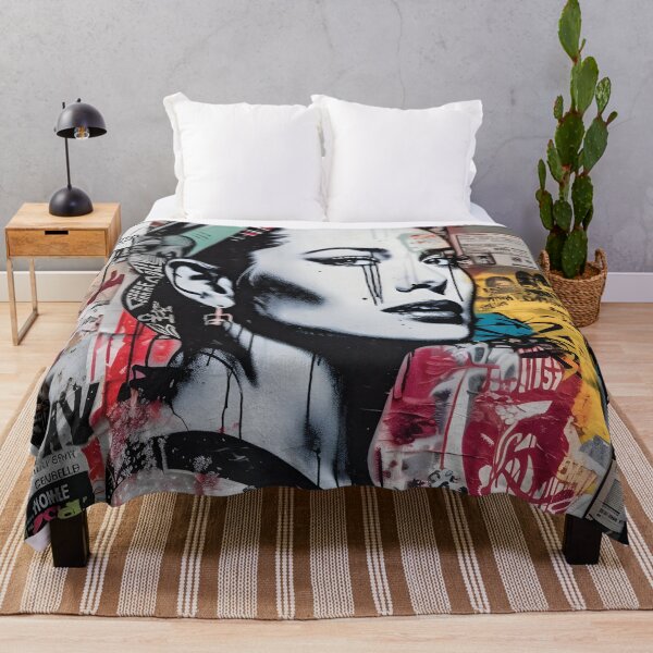 Item preview, New York Street Art and Graffiti of Young Pretty Woman designed and sold by ShadowAndSlate.