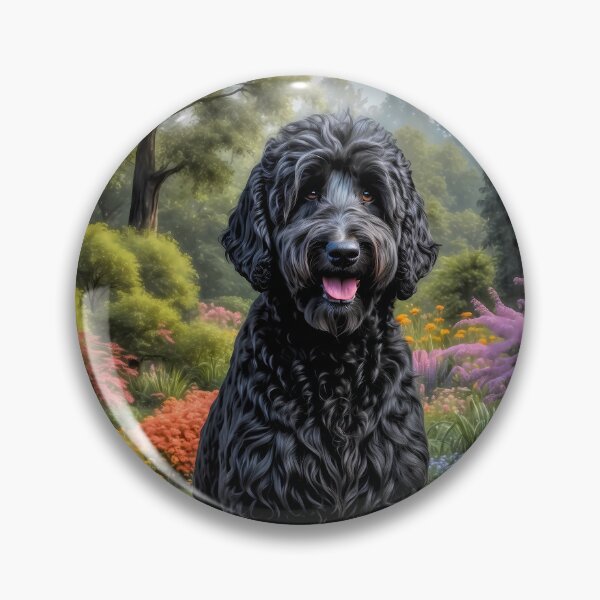 Artikelvorschau, Milton, schwarzes Labradoodle-Hundeporträt entworfen und verkauft von Heart and Soul Studio.