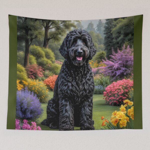 Artikelvorschau, Milton, schwarzes Labradoodle-Hundeporträt entworfen und verkauft von Heart and Soul Studio.
