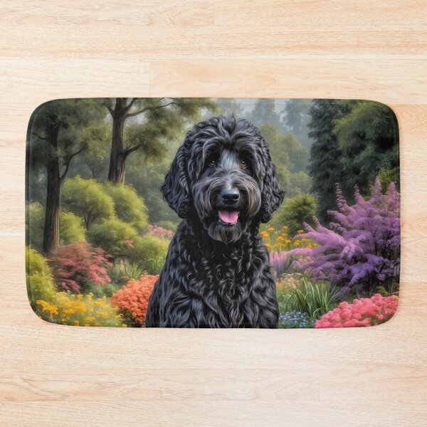 Artikelvorschau, Milton, schwarzes Labradoodle-Hundeporträt entworfen und verkauft von Heart and Soul Studio.
