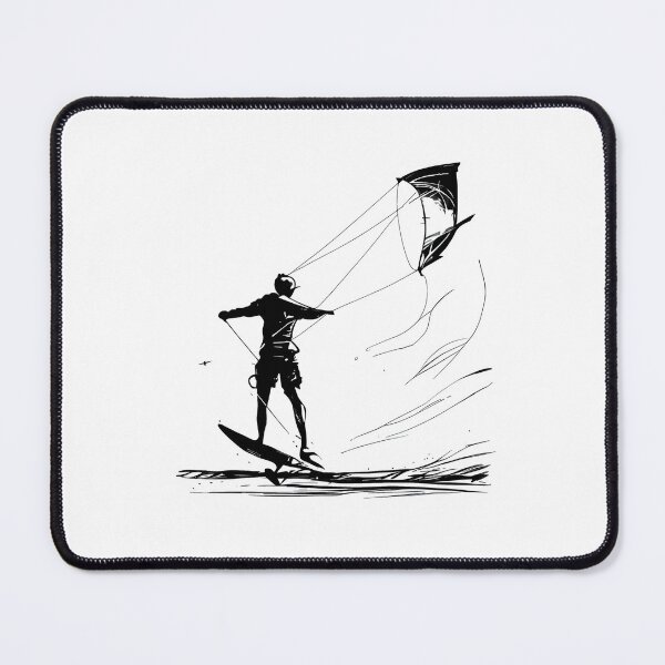 Item preview, Kite Surfer Line Art: Soaring on the Waves designed and sold by ShadowAndSlate.