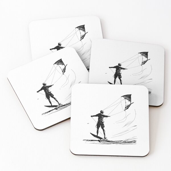 Item preview, Kite Surfer Line Art: Soaring on the Waves designed and sold by ShadowAndSlate.
