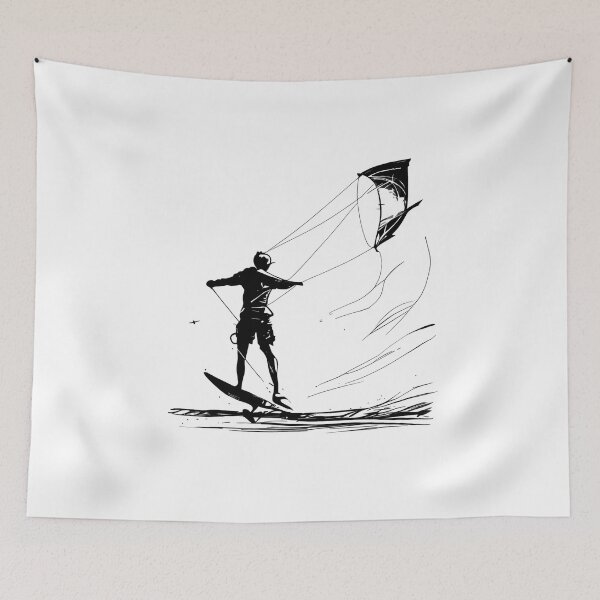 Item preview, Kite Surfer Line Art: Soaring on the Waves designed and sold by ShadowAndSlate.