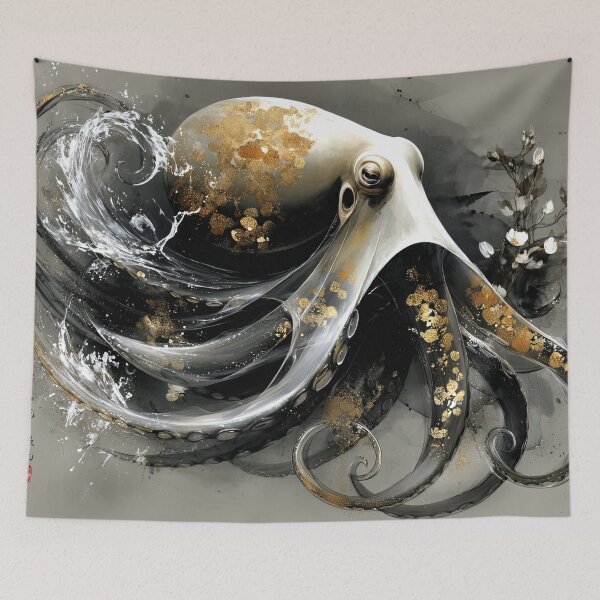 Item preview, Ink and Gold Tide: An Octopus's Dance designed and sold by bloorose.