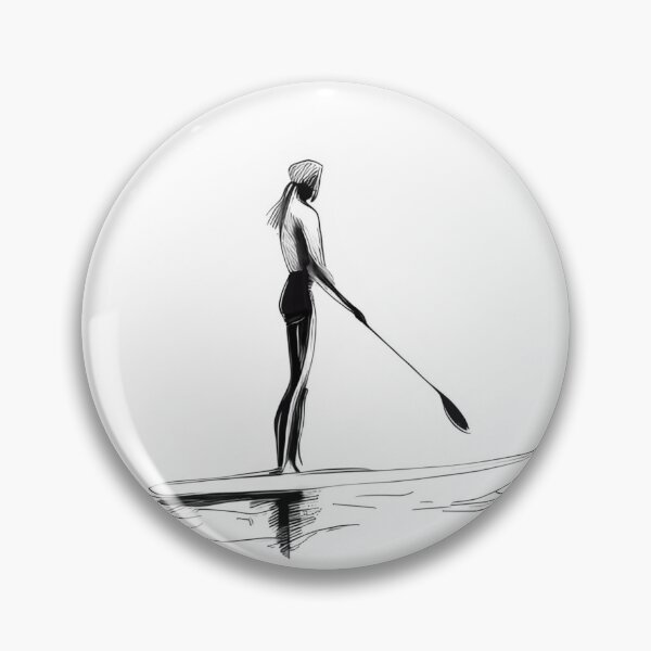 Item preview, Paddle Boarder Line Art: Ocean Serenity Sketch designed and sold by ShadowAndSlate.