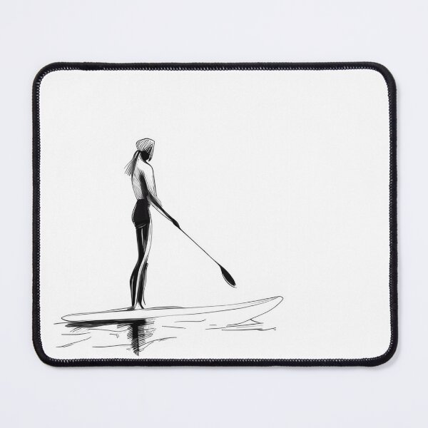 Item preview, Paddle Boarder Line Art: Ocean Serenity Sketch designed and sold by ShadowAndSlate.