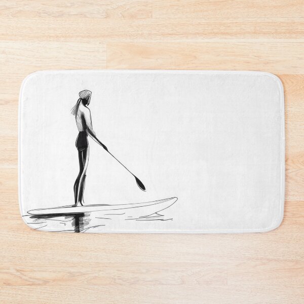 Item preview, Paddle Boarder Line Art: Ocean Serenity Sketch designed and sold by ShadowAndSlate.