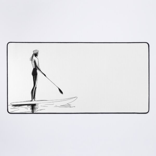 Item preview, Paddle Boarder Line Art: Ocean Serenity Sketch designed and sold by ShadowAndSlate.