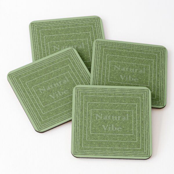 Item preview, A pattern with green leaves and the inscription "Natural Vibe" is divided by frames designed and sold by Cherevan.