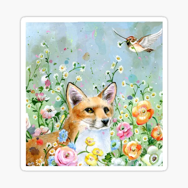 Item preview, Fox and Sparrows with Florals designed and sold by KaarenPoole.
