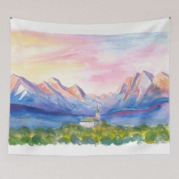 Item preview, Andechs Monastery View with Majestic Bavarian Alps designed and sold by artshop77.