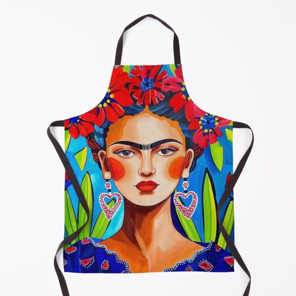 Item preview, Frida Blue and Red Flowers Mexican Folk Art designed and sold by TinaSalazar.