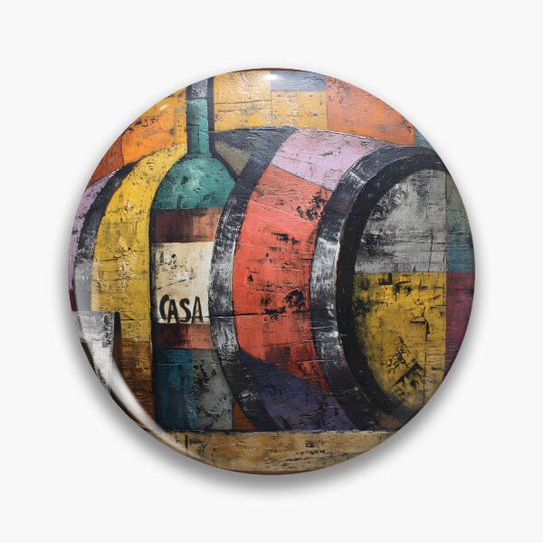 Item preview, Rustic Geometry in Wine - Bold Bottle, Barrel, and Glass in Colorful Abstract Cubism designed and sold by OlfactoART Studio.