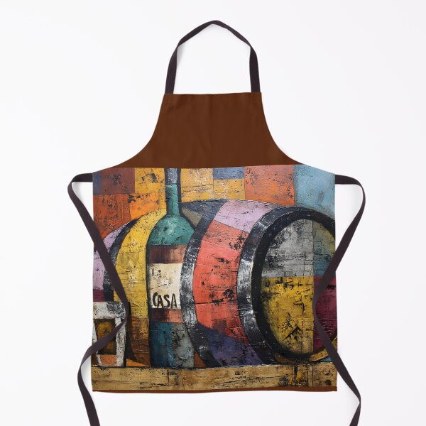 Item preview, Rustic Geometry in Wine - Bold Bottle, Barrel, and Glass in Colorful Abstract Cubism designed and sold by OlfactoART Studio.